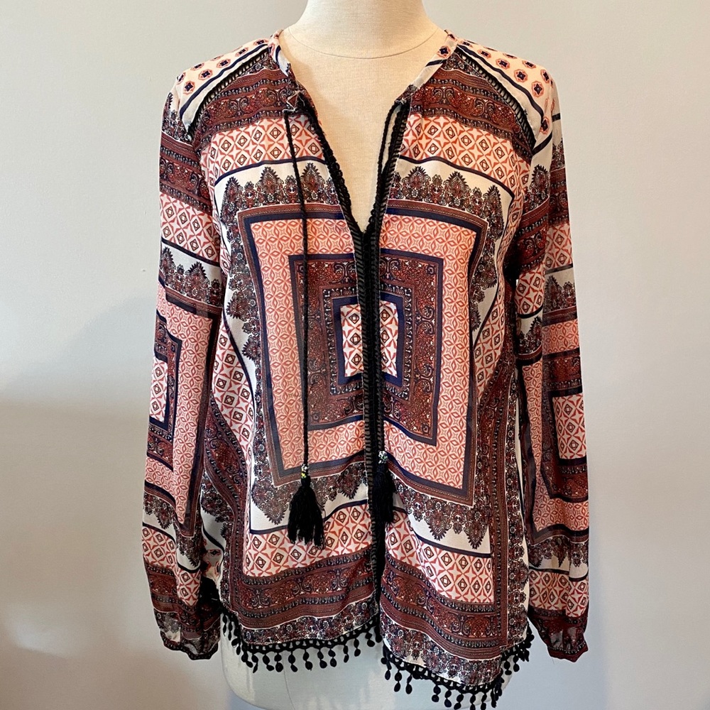 MIX NOUVEAU New York Boho Blouse with Tassels
